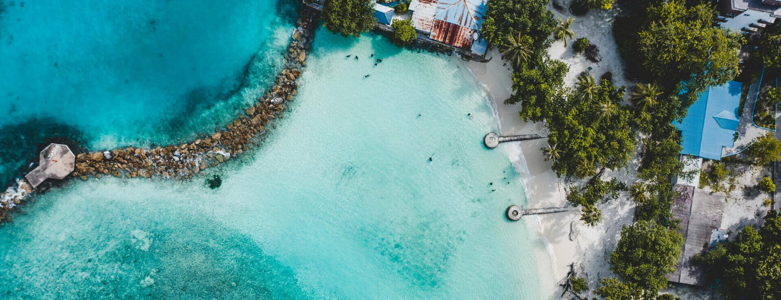 Aerial view of a lagoon in the Maldives